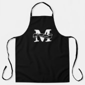 Tablier de chef noir - Cadeau de monogramme de nom (Recto)