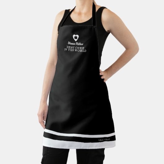 tablier de chef noir et blanc avec son nom (Insitu)