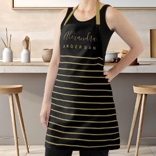Tablier de chef personnalisé en noir et or