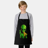 Tablier de chef pizza drôle Alien amateur de pizza (Porté)