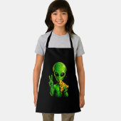Tablier de chef pizza drôle Alien amateur de pizza (Insitu)