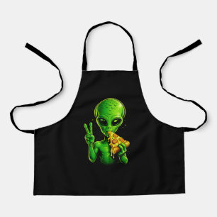 Tablier de chef pizza drôle Alien amateur de pizza