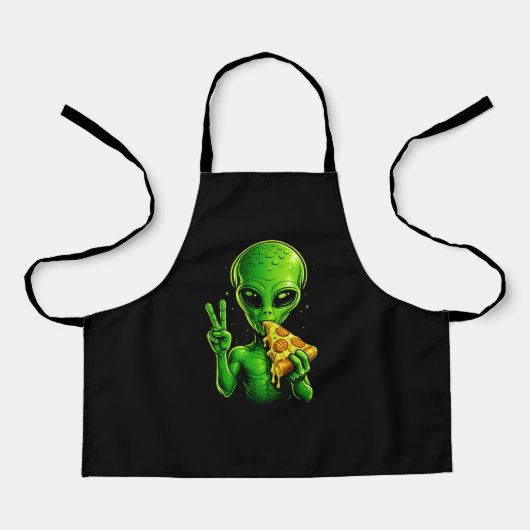 Tablier de chef pizza drôle Alien amateur de pizza (Recto)