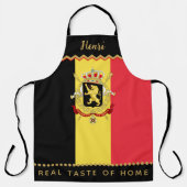 Tablier de chefs belges, cuisine, tablier du drape (Recto)