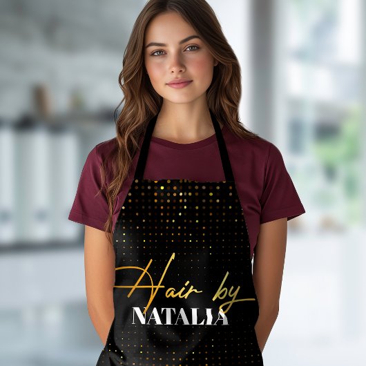 Tablier de coiffeur élégant à paillettes noires et