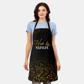Tablier de coiffeur élégant à paillettes noires et (Porté)