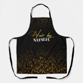 Tablier de coiffeur élégant à paillettes noires et (Recto)