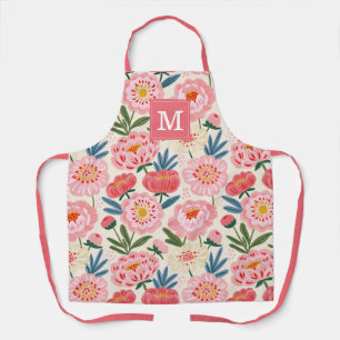 Tablier de cuisine à fleurs de pivoine rose Cute