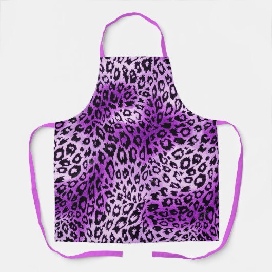 Tablier de cuisine à imprimé animal léopard violet (Recto)