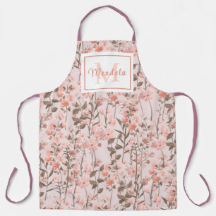 Tablier de cuisine à monogramme floral personnalis