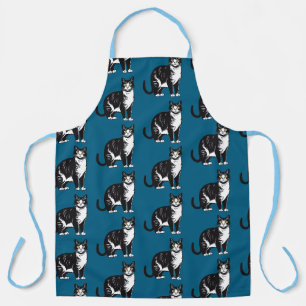 Tablier de cuisine à motif de chat tabby bleu mign