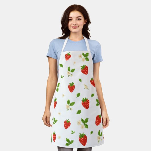 Tablier de cuisine à motif fraise (Porté)