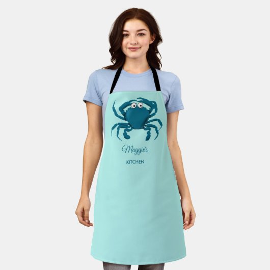 Tablier de cuisine Aqua Blue Crab Beach (Porté)