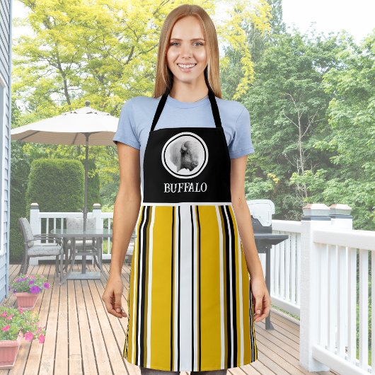 Tablier de cuisine BBQ rayure jaune noir blanc Buf