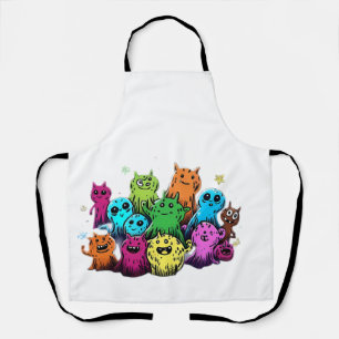 Tablier de cuisine blanc pour fête de monstre de d