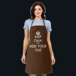 tablier de cuisine Brown avec personnalisation gar<br><div class="desc">tablier cuisine Brown avec personnalisation garder le texte calme. Faites votre propre calme et continuez votre cuisine ou tablier barbecue pour les hommes et les femmes. Modèle de typographie vintage avec silhouette de couronne. Tabliers de cuisine personnalisés dans n'importe quelle couleur. Modèle tendance avec design de typographie amusant. Ajoutez votre...</div>