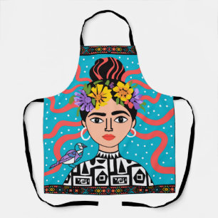 Tablier de cuisine coloré en folk art mexicain boh