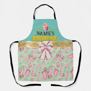 Tablier de cuisine et cupcake rose aquarelle avec