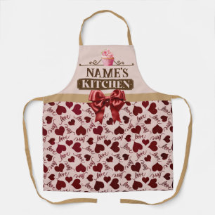 Tablier de cuisine et cupcake rose aquarelle avec