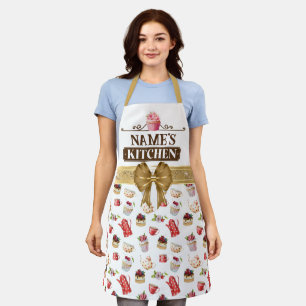 Tablier de cuisine et cupcake rose aquarelle avec