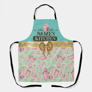 Tablier de cuisine et cupcake rose aquarelle avec