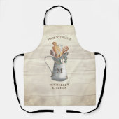Tablier de cuisine floral à monogramme de ferme ru (Recto)