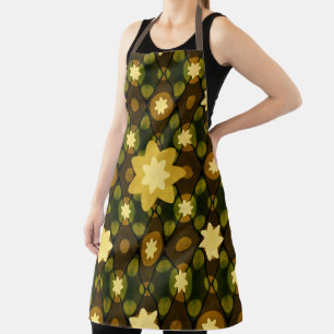 Tablier de cuisine imprimé jaune et marron rustiqu