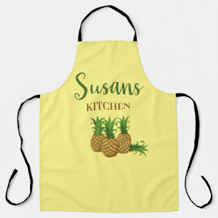 Tablier de cuisine jaune ananas tropical personnal