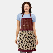 Tablier de cuisine léopard bordeaux rayé moderne p (Porté)