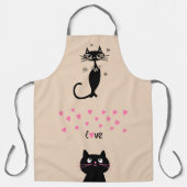 TABLIER DE CUISINE MIGNON CHAT NOIR AMOUR (Recto)