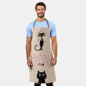 TABLIER DE CUISINE MIGNON CHAT NOIR AMOUR (Porté)