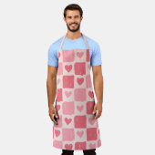 Tablier de cuisine motif coeurs peints d'amour (Porté)