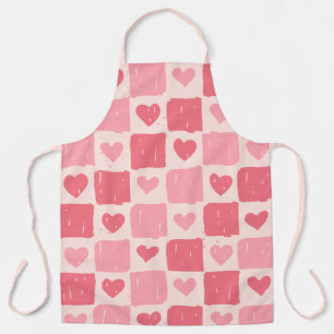 Tablier de cuisine motif coeurs peints d'amour
