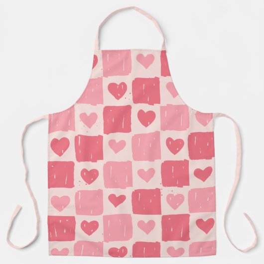 Tablier de cuisine motif coeurs peints d'amour (Recto)