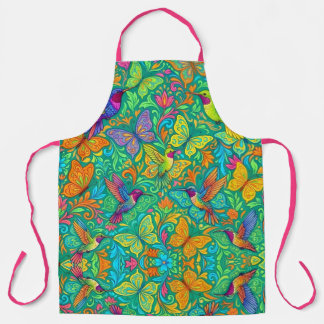Tablier de cuisine papillon et colibri vibrant