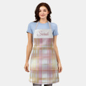 Tablier de cuisine personnalisé à carreaux rose pa (Porté)