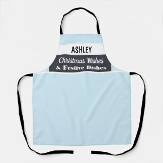 Tablier de cuisine personnalisé pour Noël bleu cla