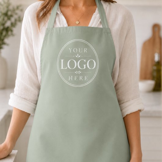 Tablier de cuisine professionnel vert sauge avec l
