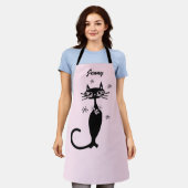 Tablier de cuisine rétro chat noir atomique (Porté)