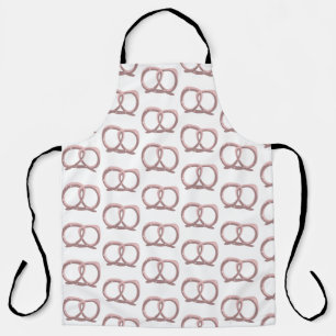 Tablier de cuisine rose motif torsadé de bretzel s