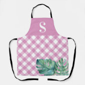 Tablier de cuisine rose tropical monogrammé pour e (Recto)