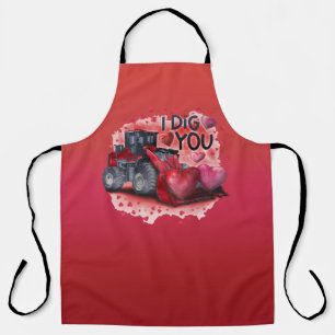 Tablier de cuisine rouge pour la Saint-Valentin 'J