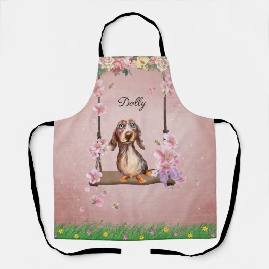 Tablier de Dachshund tacheté aux longs cheveux (Recto)
