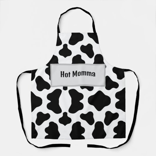 Tablier de design noir et blanc "Momma chaud" (Recto)