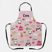 Tablier de design Panda avec Coeurs (Recto)