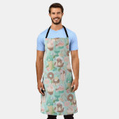Tablier de dessert floral bleu sarcelle (Porté)