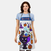 Tablier de doodle Halloween - Cadeau de cuisine ef (Porté)