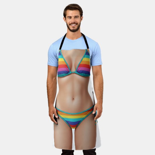 Tablier de Grill Funny Bikini – Cadeau de BBQ Drôl (Porté)