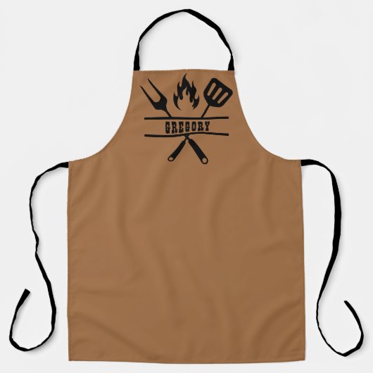 Tablier de grillade marron personnalisé (Recto)