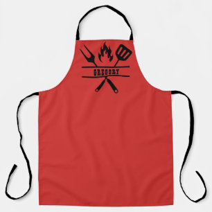 Tablier de grillade rouge personnalisé